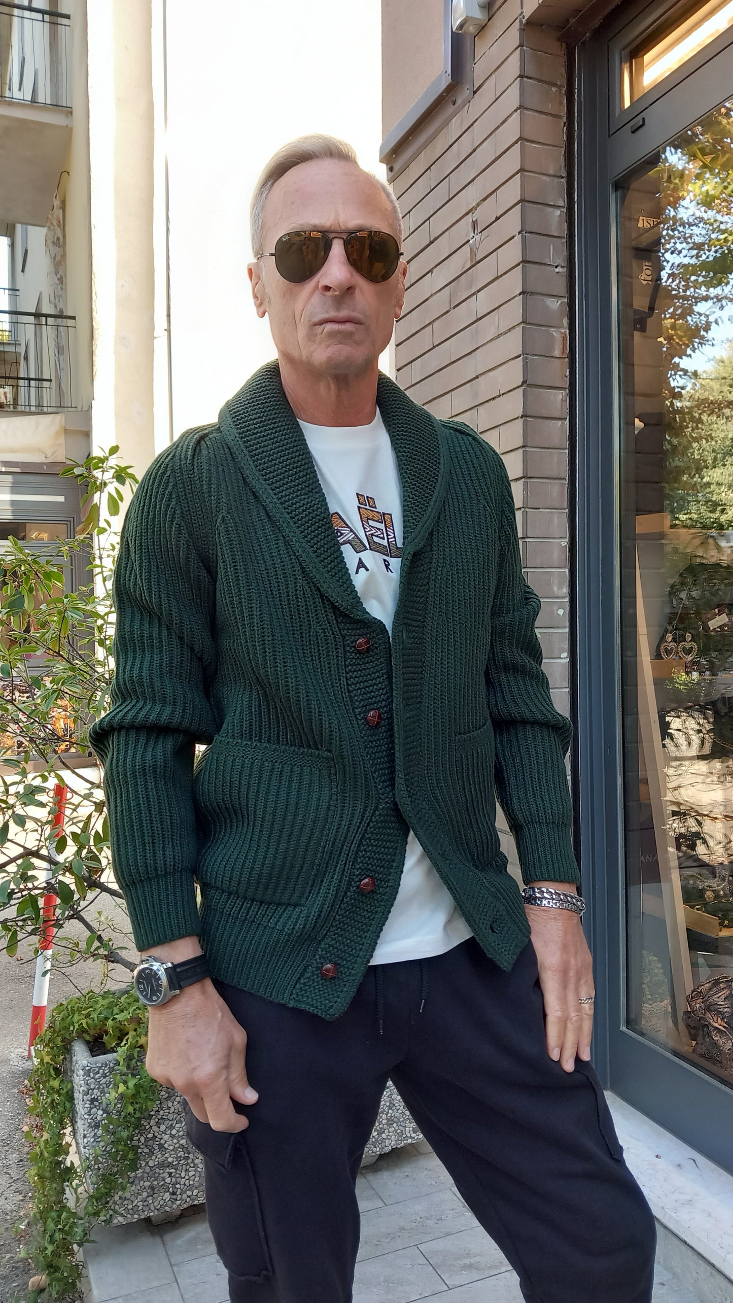 Over-D Cardigan collo sciallato
