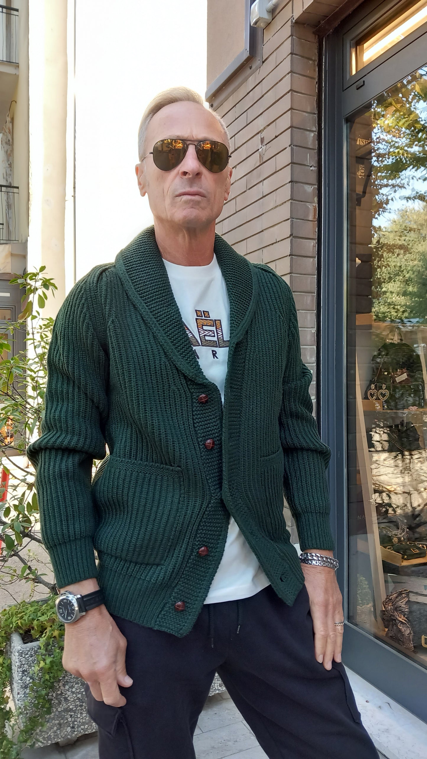 Over-D Cardigan collo sciallato