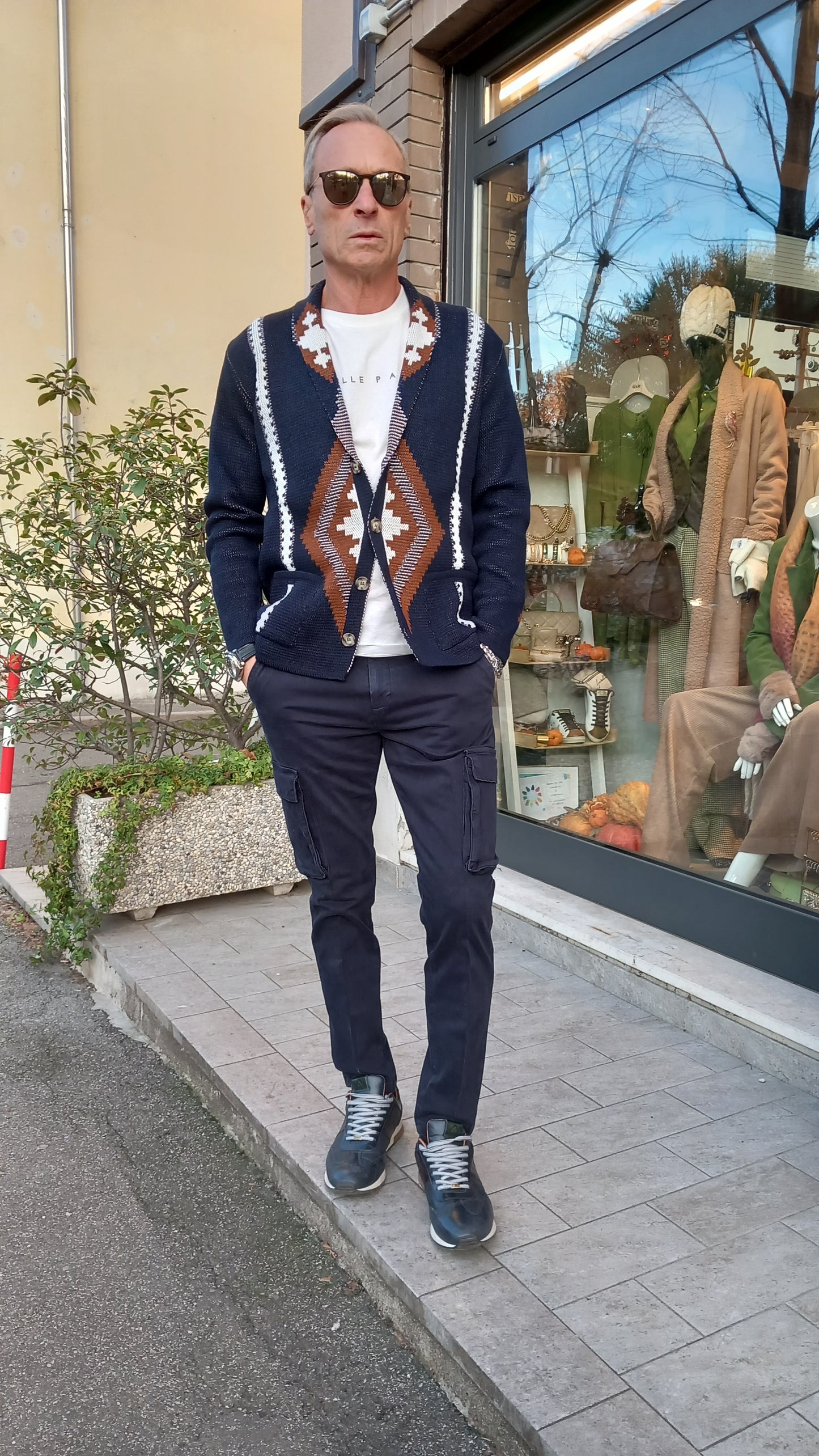 Over-D cardigan sciallato fancy