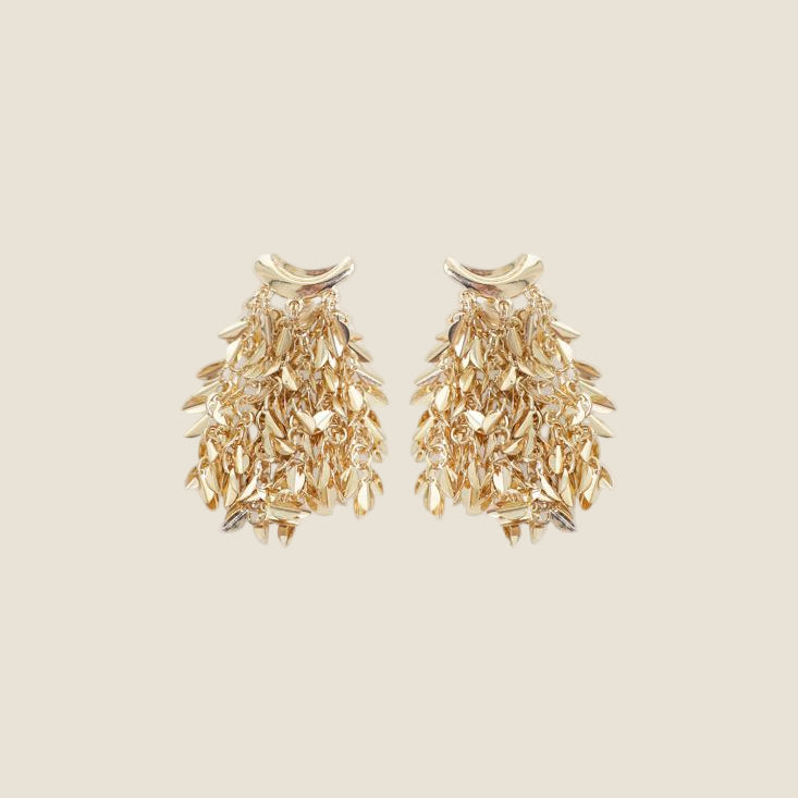 Dixie orecchini pendenti con frange e foglia