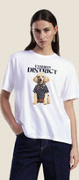Dixie T-shirt girocollo stampa cane e scritta frontale