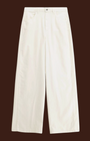 Pantaloni palazzo Madison Shop color panna in cotone a vita alta con gamba ampia e passanti per cintura