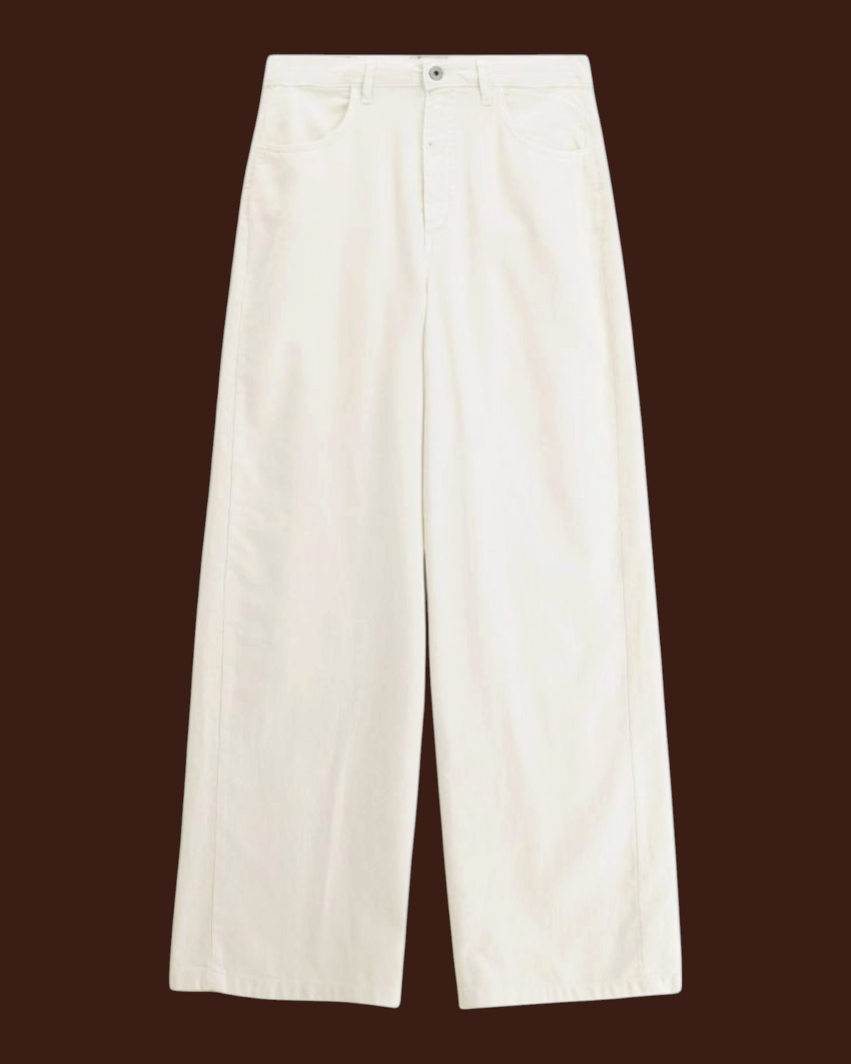Pantaloni palazzo Madison Shop color panna in cotone a vita alta con gamba ampia e passanti per cintura