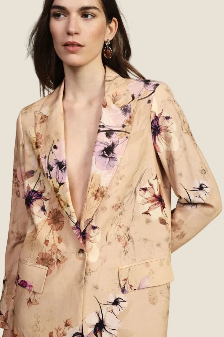 Dixie - Blazer a stampa floreale con chiusura monopetto