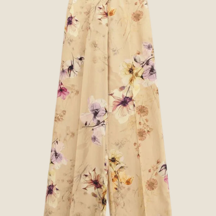 Dixie - Pantaloni palazzo fantasia floreale vita alta
