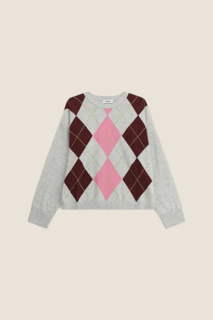 Dixie Maglione girocollo fantasia argyle manica lunga