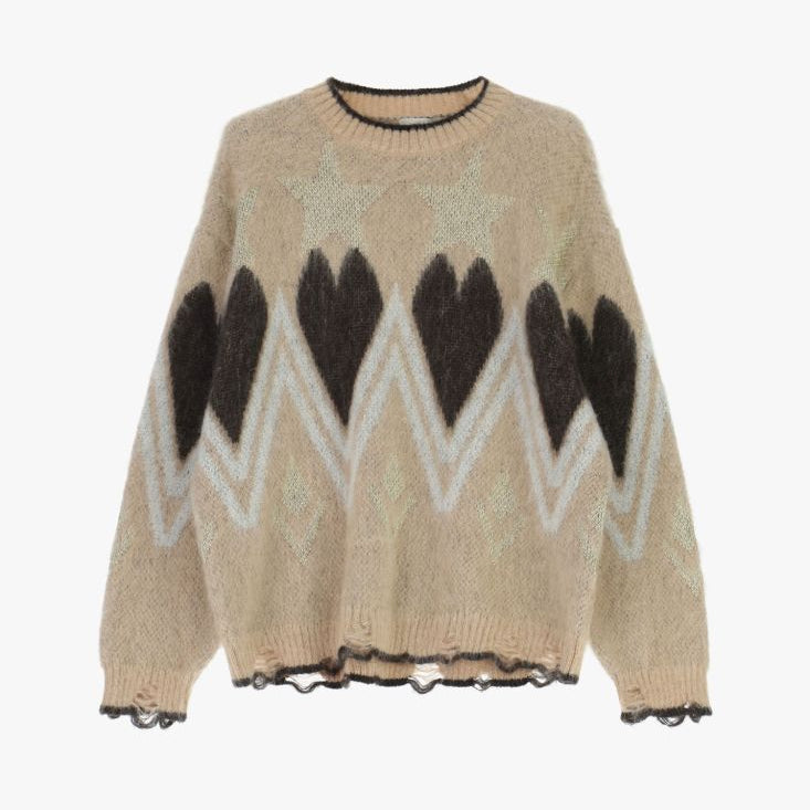 Dixie Maglione girocollo stampa cuori e stelle