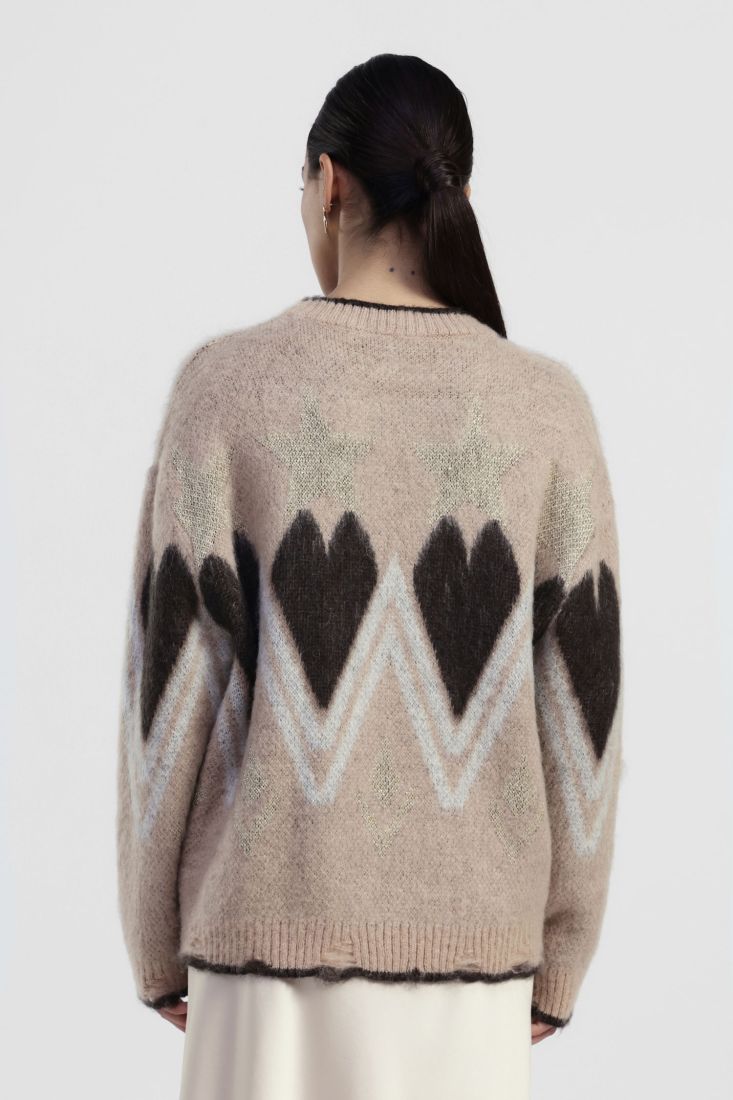 Dixie Maglione girocollo stampa cuori e stelle