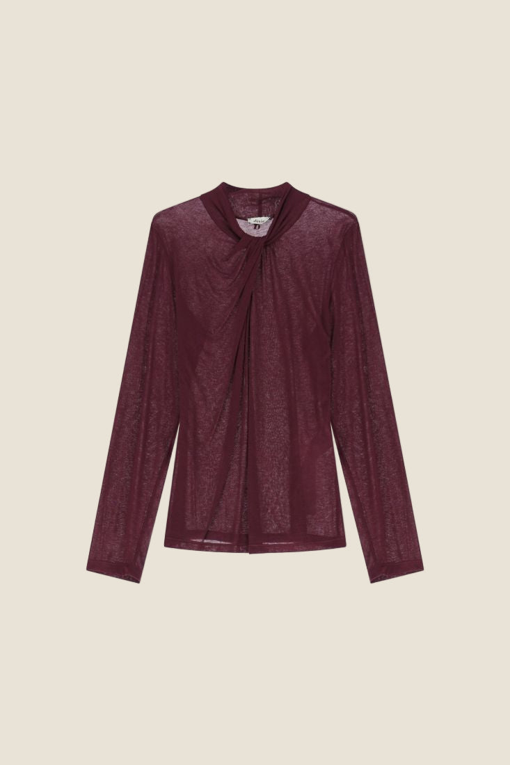 Dixie Top con drappeggio anteriore e maniche lunghe