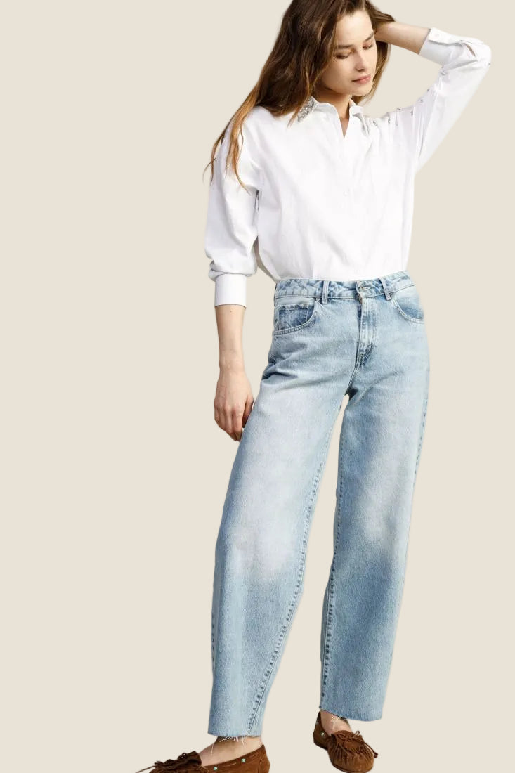 Dixie Jeans straight-leg vita alta lavaggio chiaro