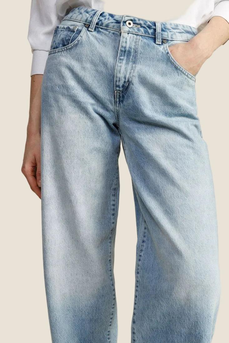 Dixie Jeans straight-leg vita alta lavaggio chiaro