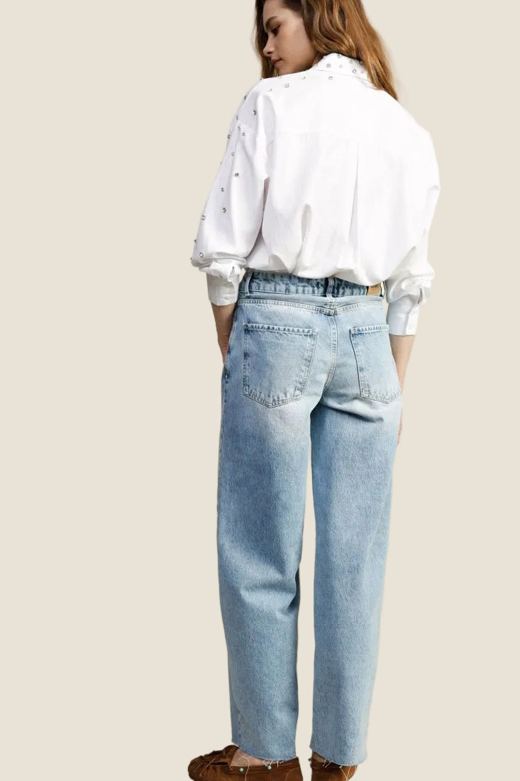 Dixie Jeans straight-leg vita alta lavaggio chiaro