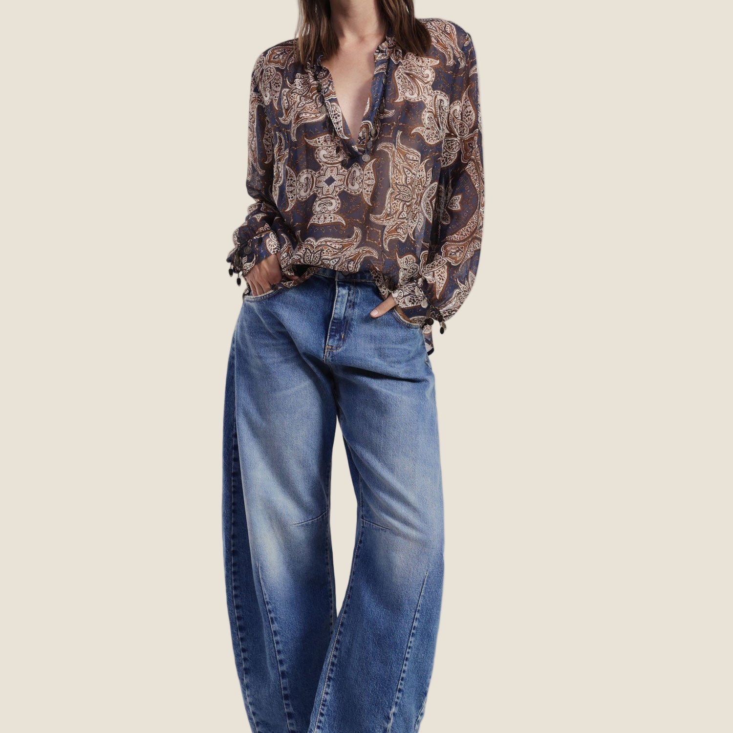 Dixie Jeans baloon fit vita alta cuciture frontali