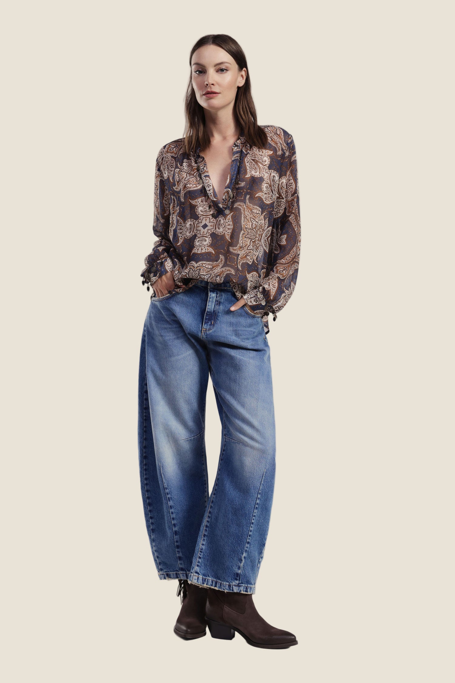 Dixie Jeans baloon fit vita alta cuciture frontali