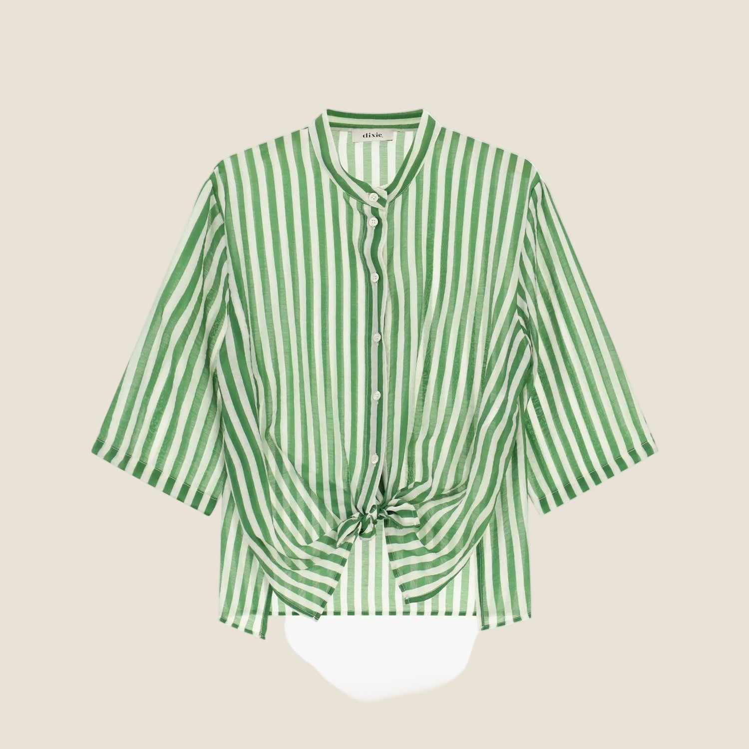 Dixie - Camicia a righe con nodo frontale e maniche 3/4