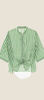 Dixie - Camicia a righe con nodo frontale e maniche 3/4