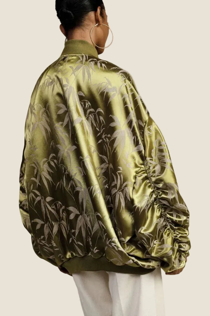 Dixie - Bomber oversize con stampa foliage e zip