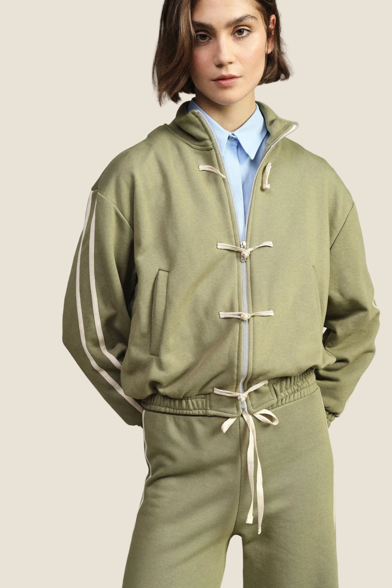 Dixie - Felpa zip con collo alto e maniche a righe
