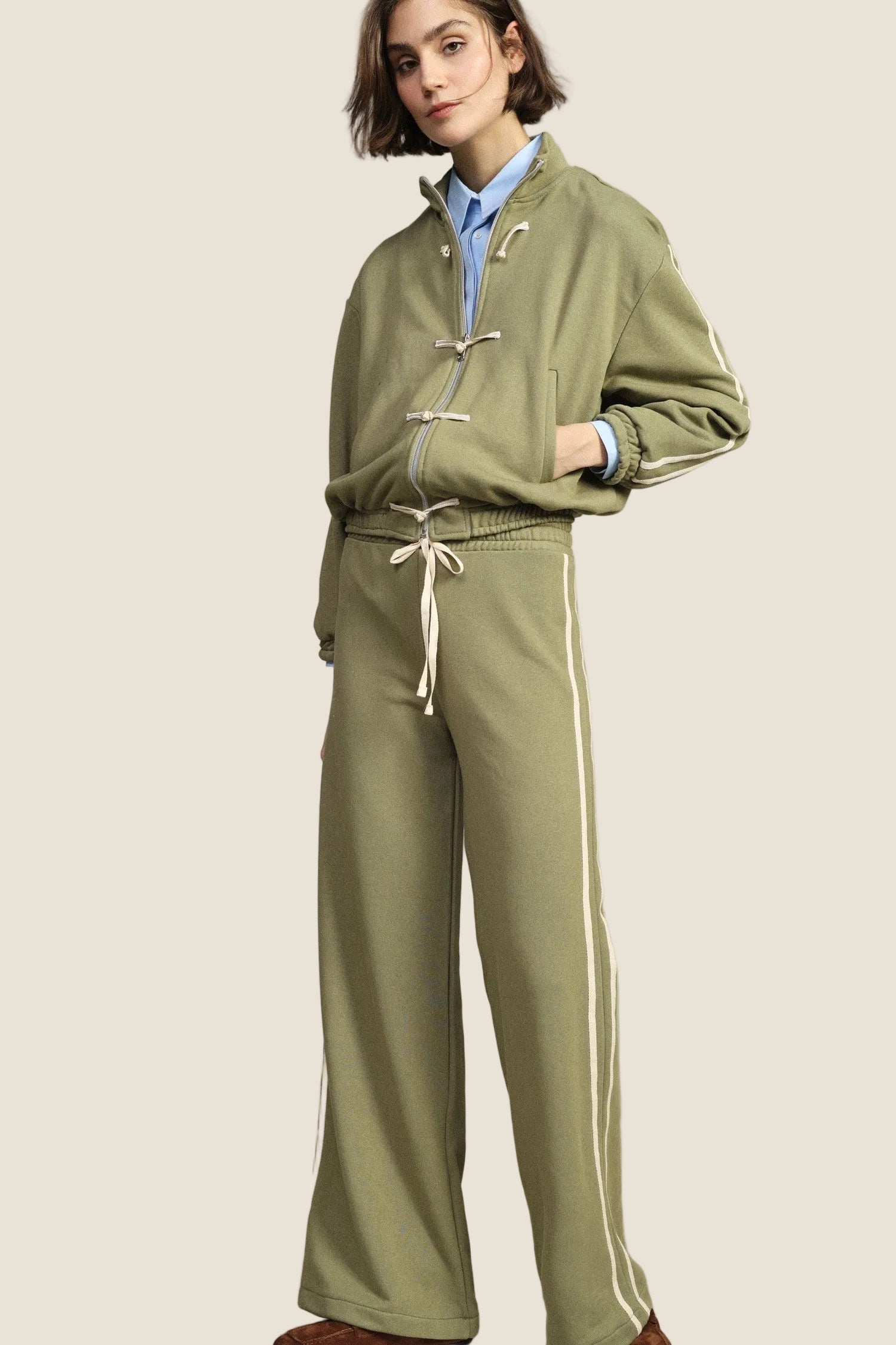 Dixie - Pantaloni palazzo con bande laterali e vita alta