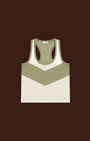 Madison Shop Dixie sleeveless cotton tank top with olive green and cream chevron color block and racerback design