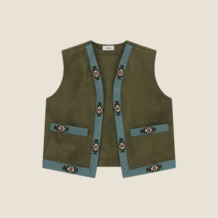 Dixie - Gilet senza maniche con passamaneria ricamata
