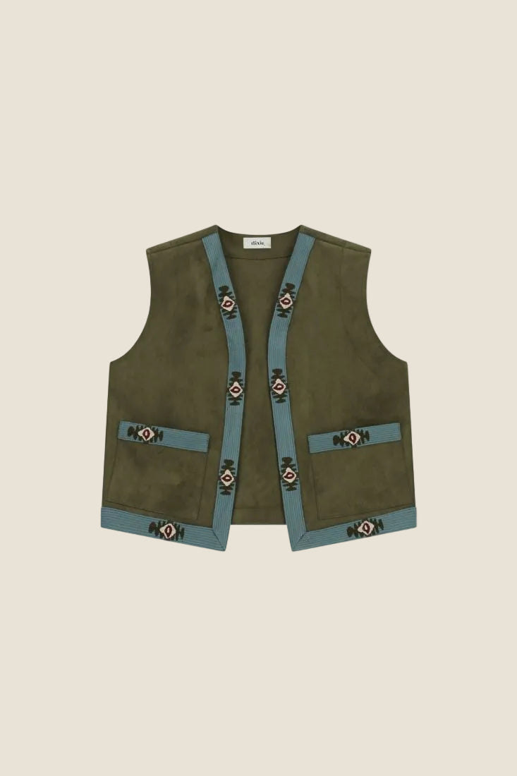 Dixie - Gilet senza maniche con passamaneria ricamata