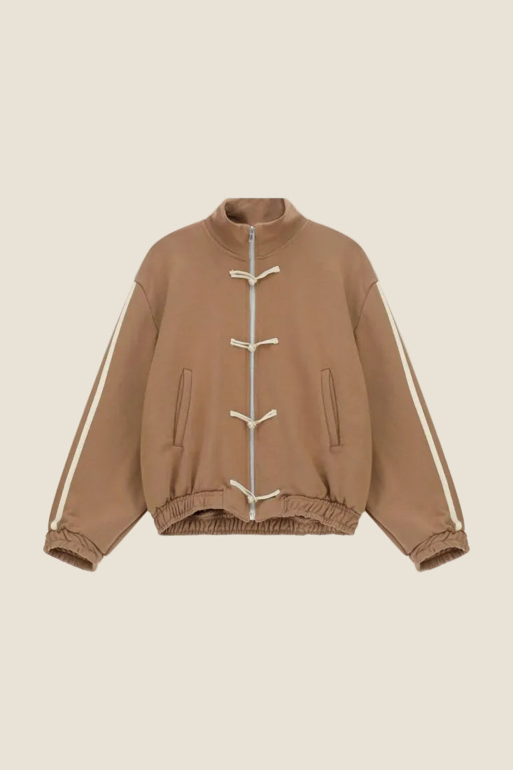 Dixie - Felpa zip con collo alto e maniche a righe