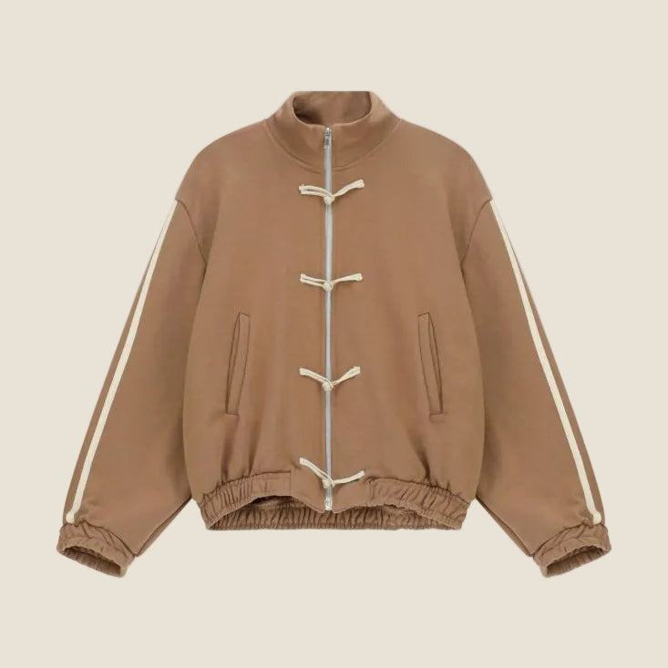 Dixie - Felpa zip con collo alto e maniche a righe