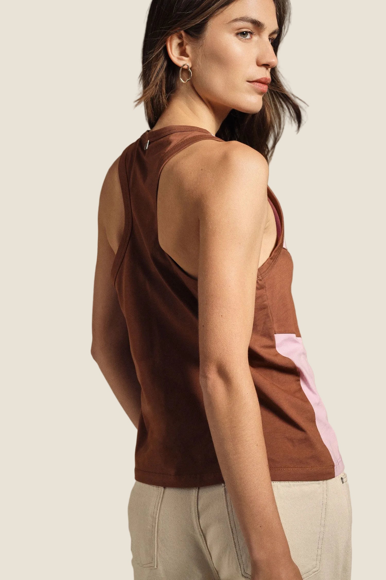 Dixie - Top smanicato con motivo a blocchi e retro vogatore