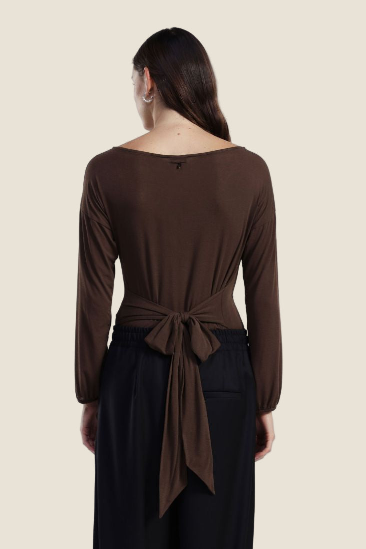 Dixie Blusa con maniche lunghe e nodo