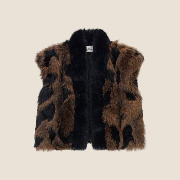 Dixie Outer jacket ecopelliccia smanicata stampa effetto maculato