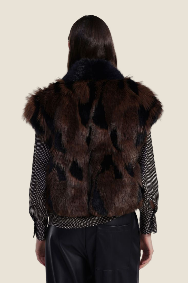 Dixie Outer jacket ecopelliccia smanicata stampa effetto maculato