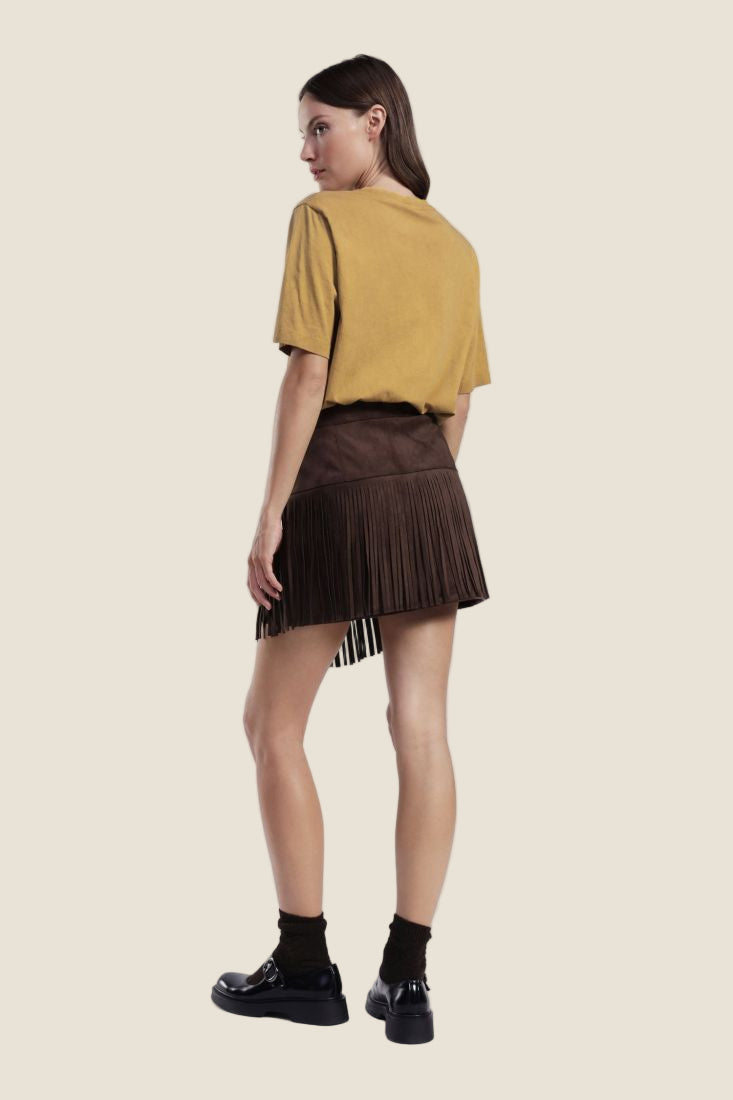 Dixie Gonna corta con frange e vita alta