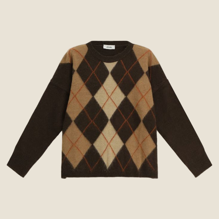 Dixie Maglione girocollo fantasia rombi con maniche lunghe