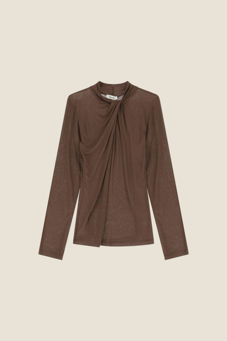 Dixie Top con drappeggio anteriore e maniche lunghe