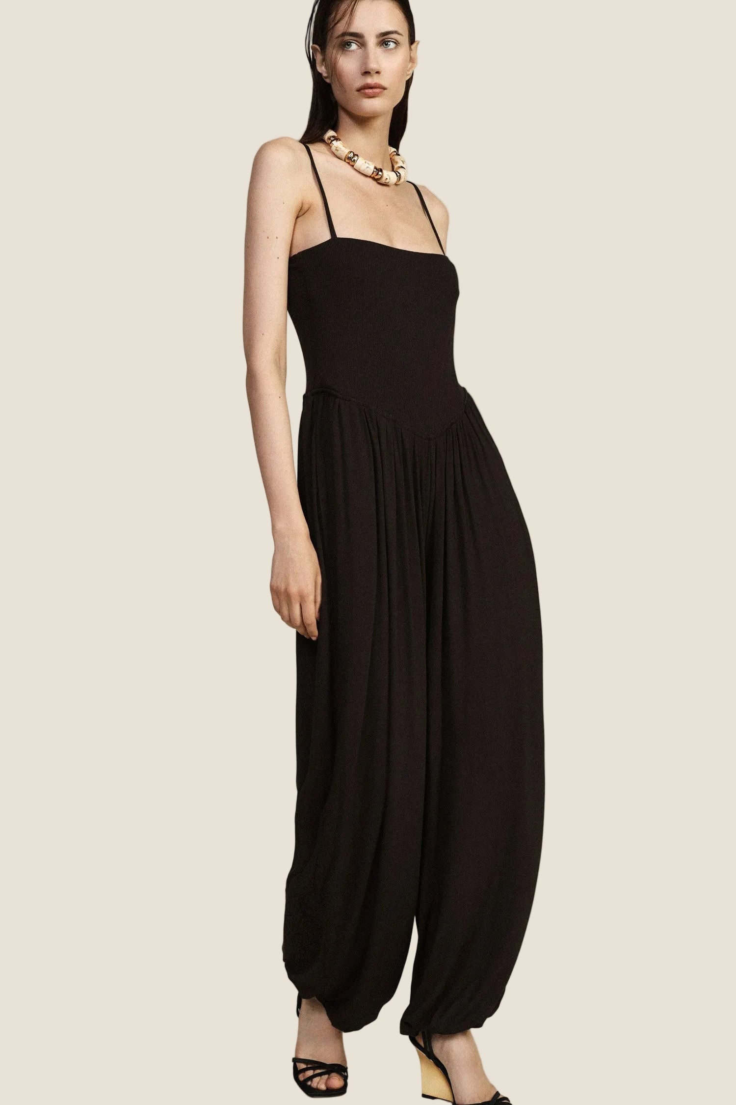 Dixie - Jumpsuit Ampia con Spalline e Fondo Elastico