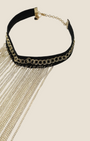 Madison Shop black choker necklace with gold-tone chain fringe detailing and adjustable clasp closure