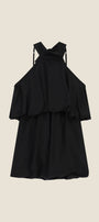 Dixie - Abito Corto con Halter Neck e Balza Ampia