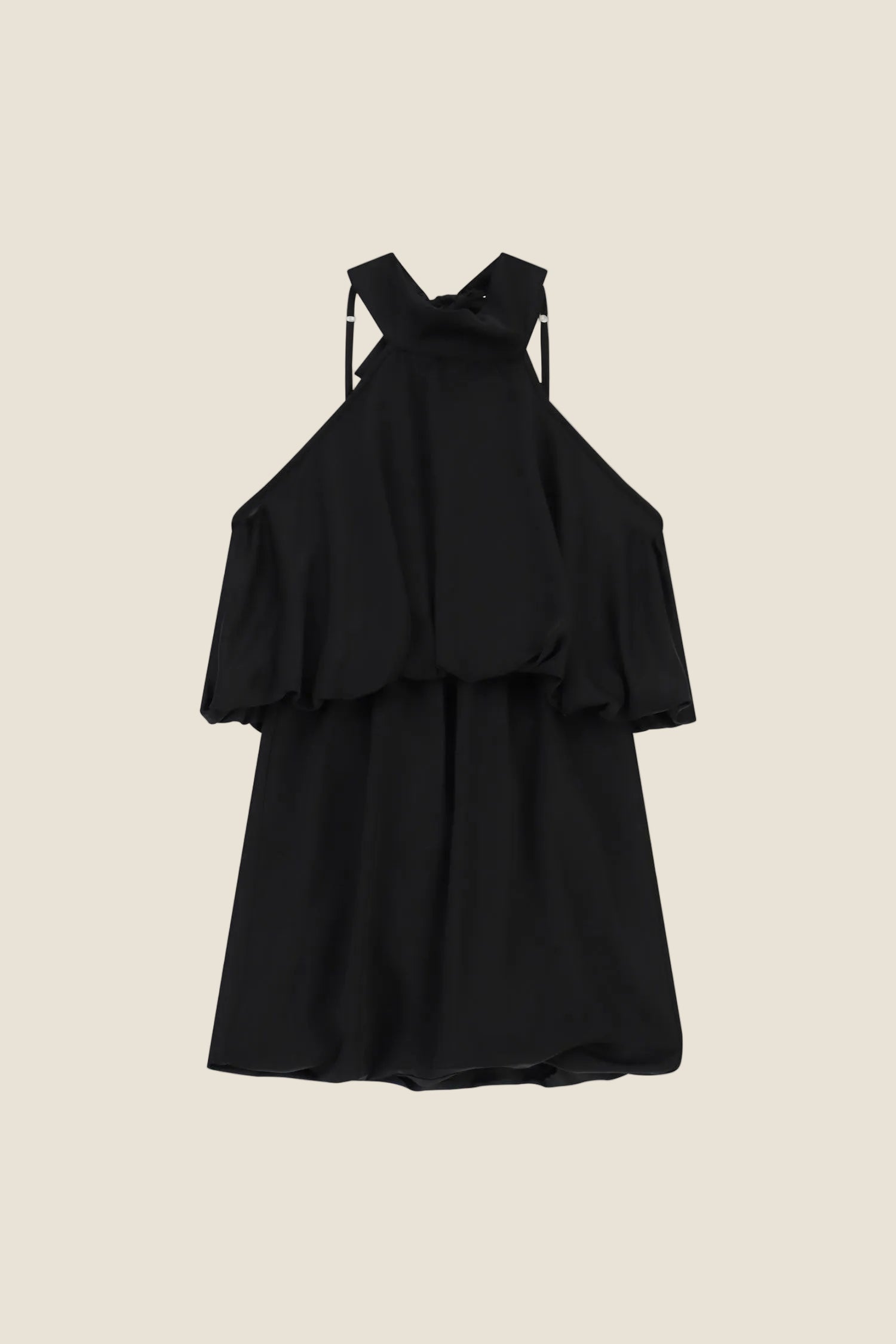 Dixie - Abito Corto con Halter Neck e Balza Ampia