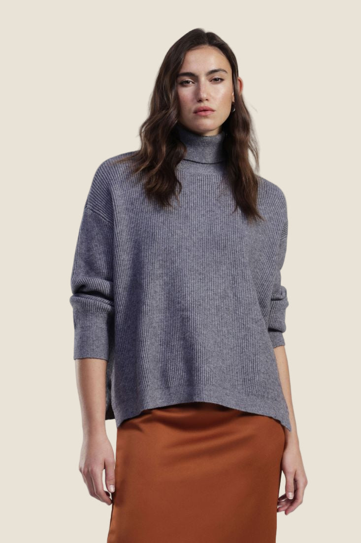 Dixie Maglione a collo alto con lavorazione a coste