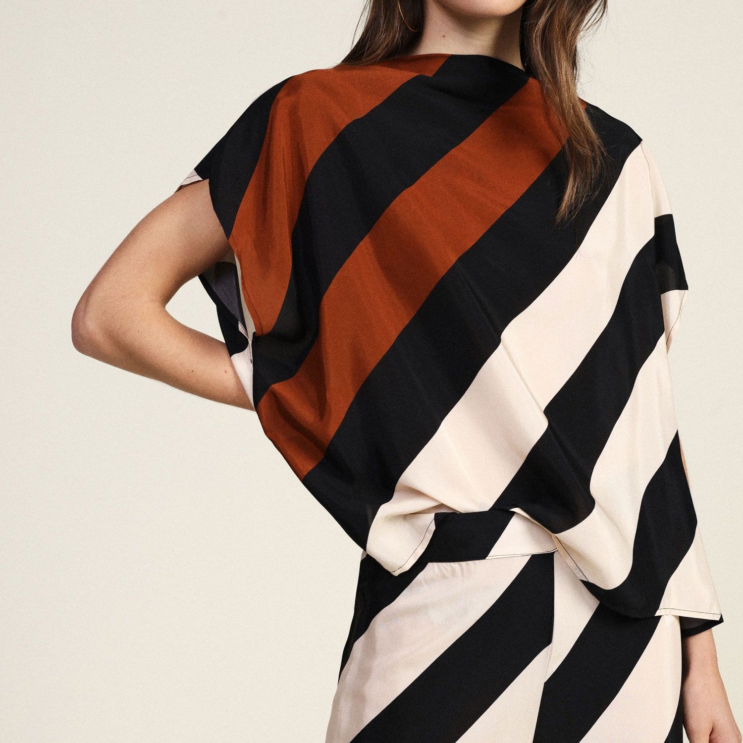 Dixie - Blusa a Righe con Taglio Dritto e Girocollo