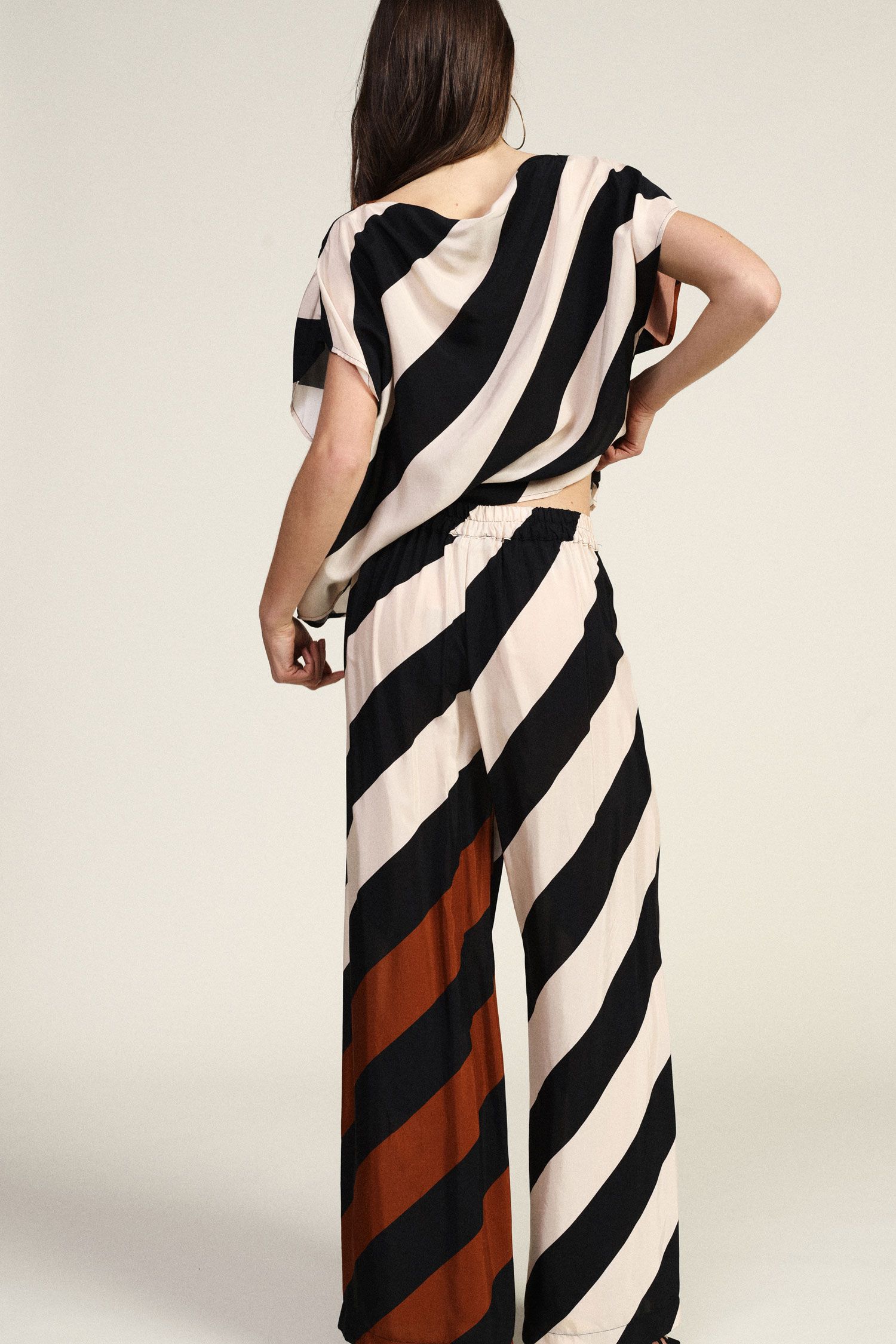 Dixie - Pantaloni Palazzo a Righe Vita Alta