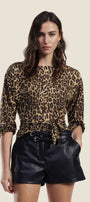Dixie Top stampa animalier nodo e maniche 3/4