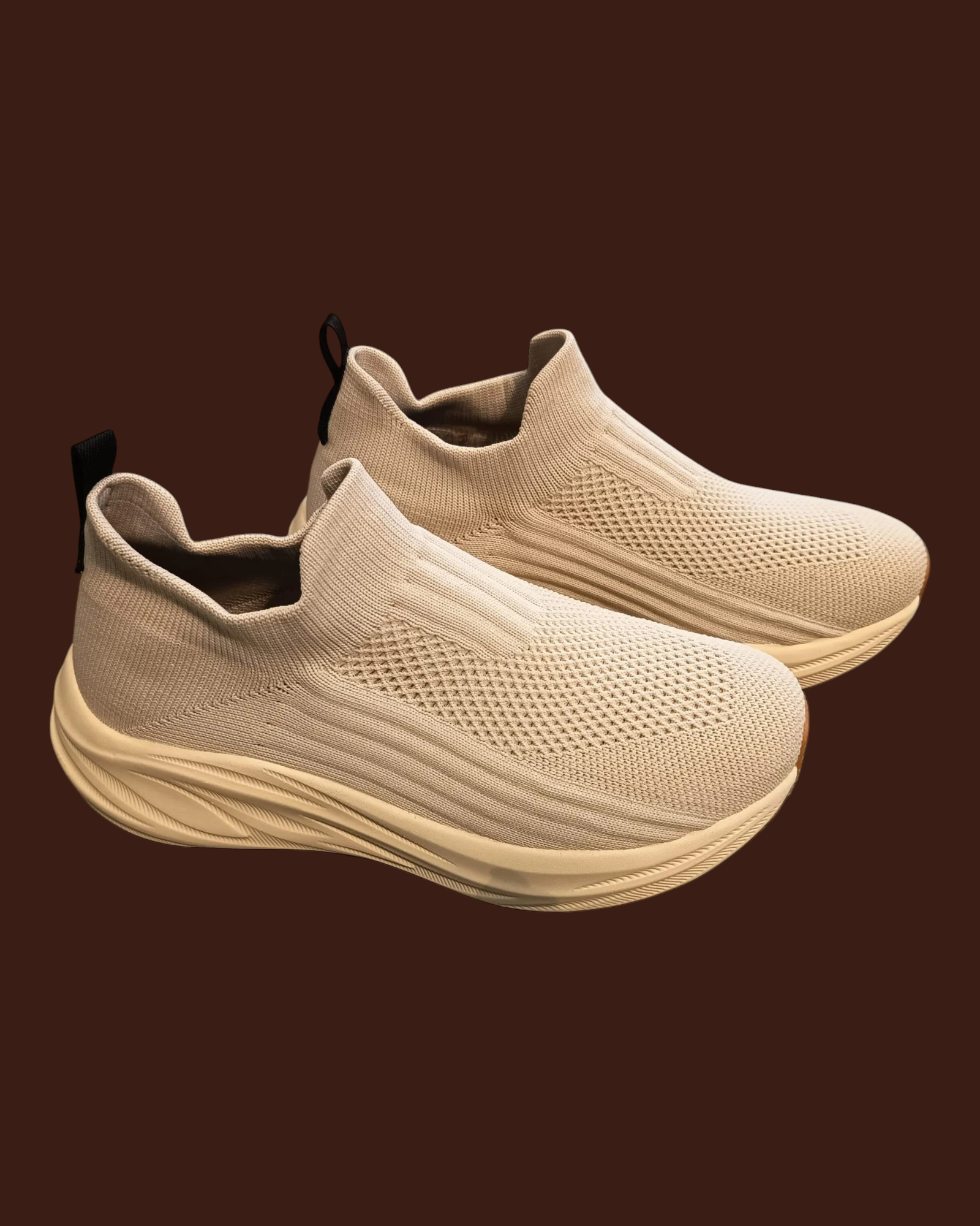 Sneakers slip-on Madison Shop in maglia beige elasticizzata con suola oversize ammortizzata e linguetta posteriore