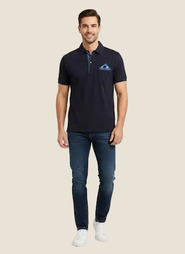 V2 Brand - Polo blu con taschino