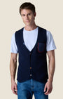 Gilet Monopetto Occhio di Pernice Premium con taschino Jeans e retro in tessuto V2 Blu (1)