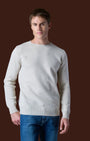 Maglione Girocollo Punto Stoffa con Toppe Ricamate in doppio tessuto V2 Burro (3)