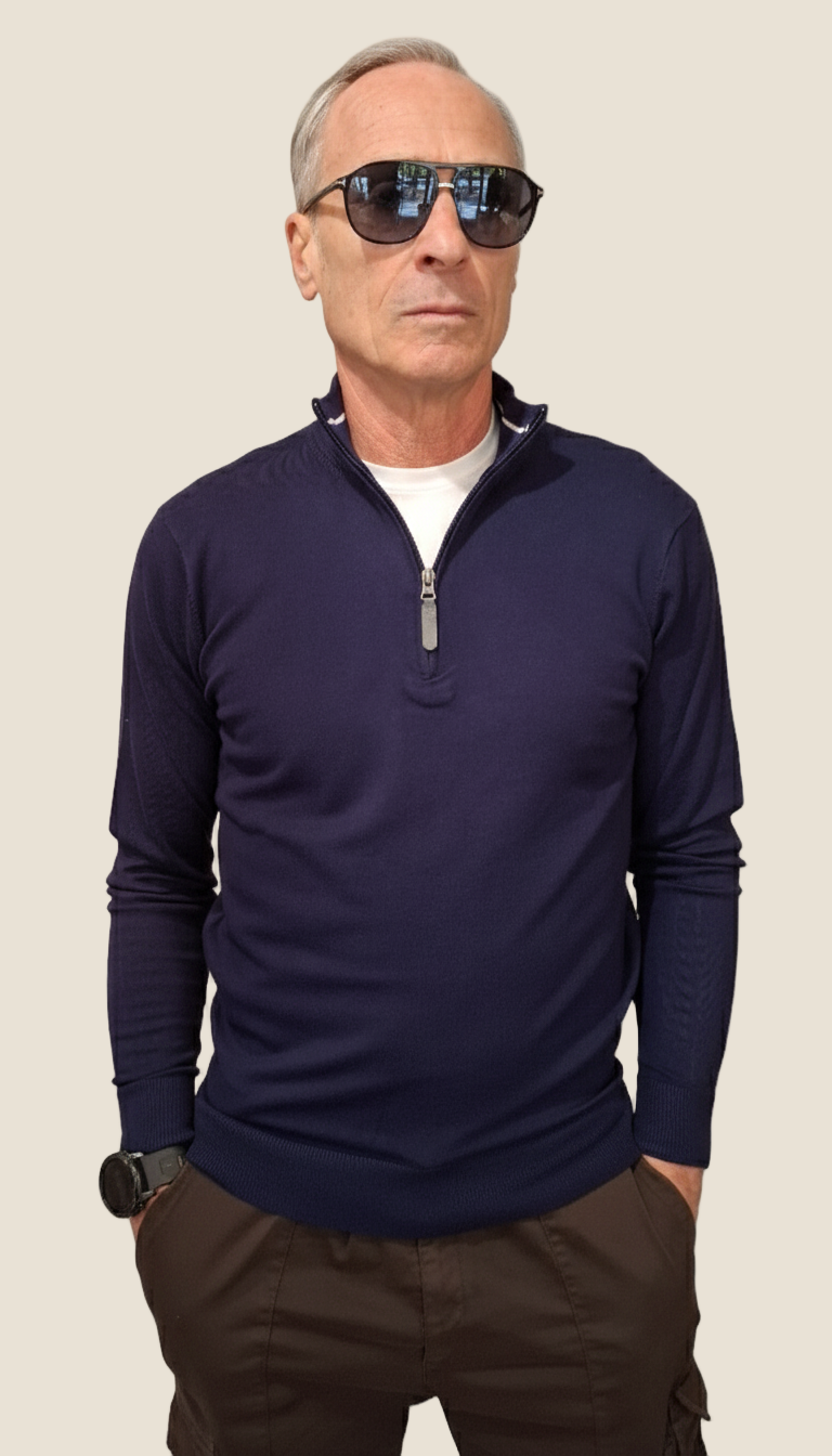 Over d  LUPETTO M/L C/ZIP mano seta