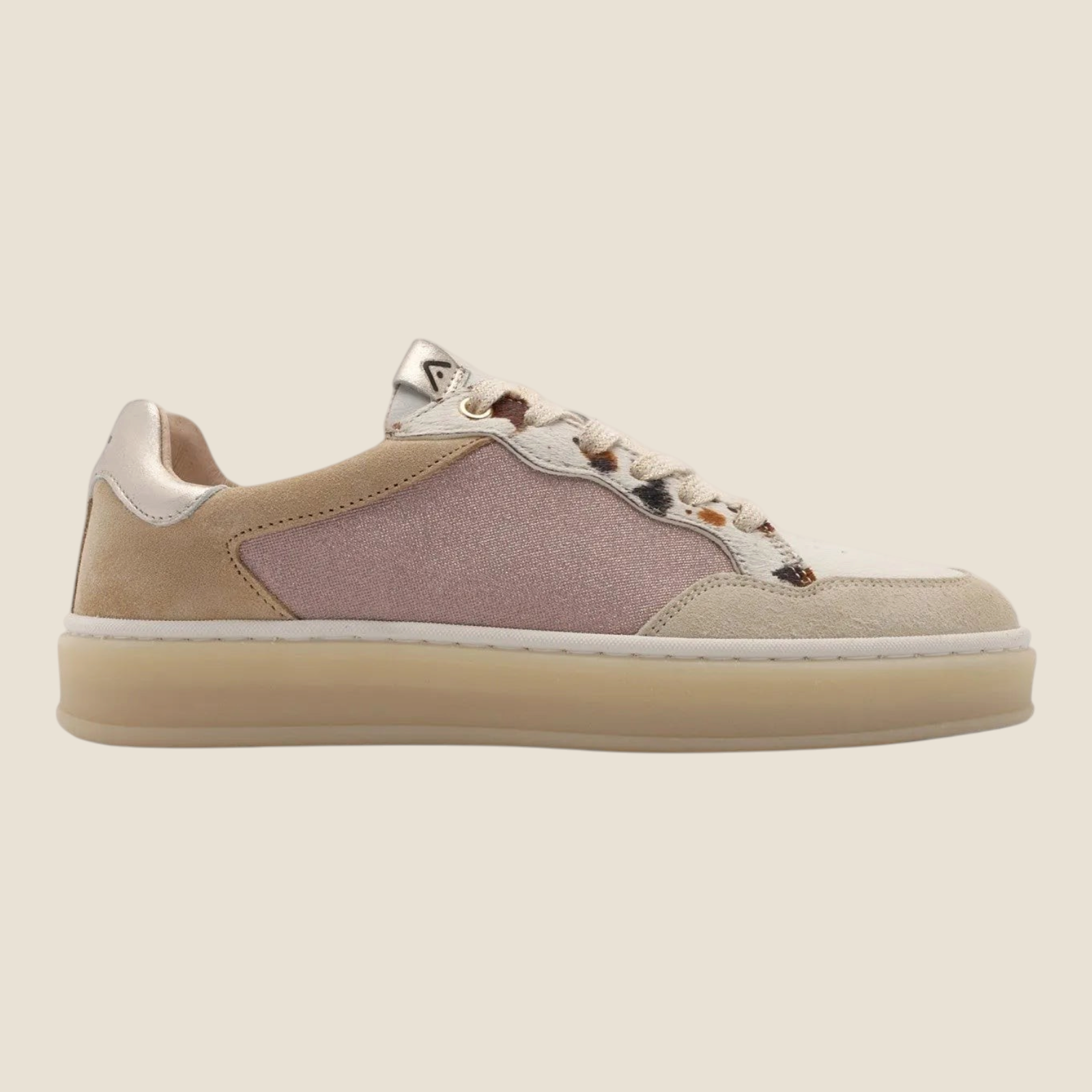 Sneaker bassa Madison Shop Ambitious Wendy in suede e tessuto tecnico rosa con dettagli animalier e suola in gomma