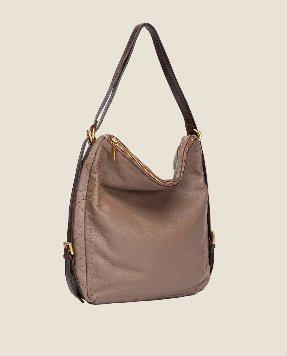 Abbacino - borsa multifunzionale in pelle color tortora